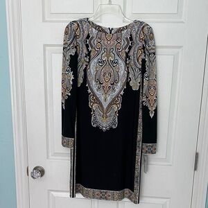 Donna Morgan Black and White Long Sleeve Dress